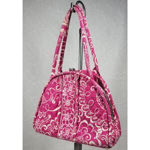 VTG Vera Bradley Eloise Bag Large Barbie Hot Pink Kiss Lock Dome Shoulder Purse